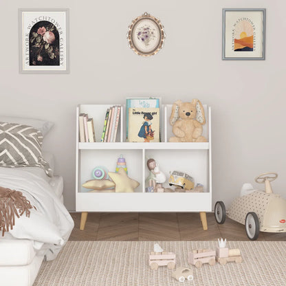 Kids 5-Cubby Wooden Bookshelf and Toy Organizer