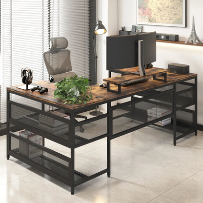 U-Shaped Gaming Desk with LED Strip & Power Outlets – view 4