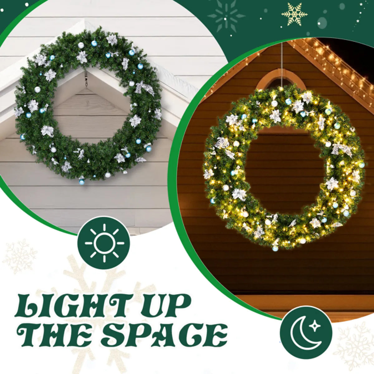 60 In Pre-Lit Artificial Christmas Wreath