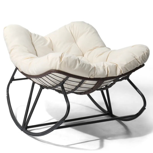 Oversized Rattan Papasan Chair, Brown Wicker