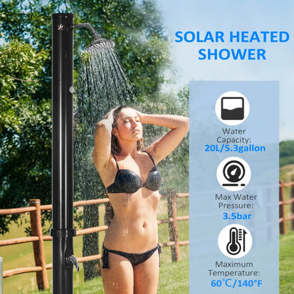 Solar Heated Outdoor Shower, Black