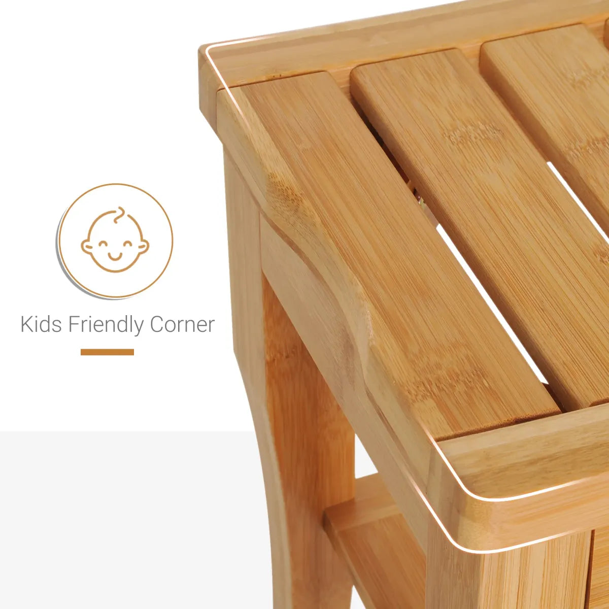 Bamboo Shower Bench and Spa Bath Stool with Storage Shelf