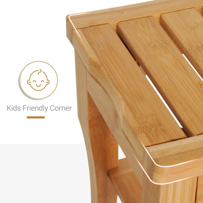 Bamboo Shower Bench and Spa Bath Stool with Storage Shelf
