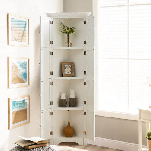 Tall storage cabinet with 4 shelves, white