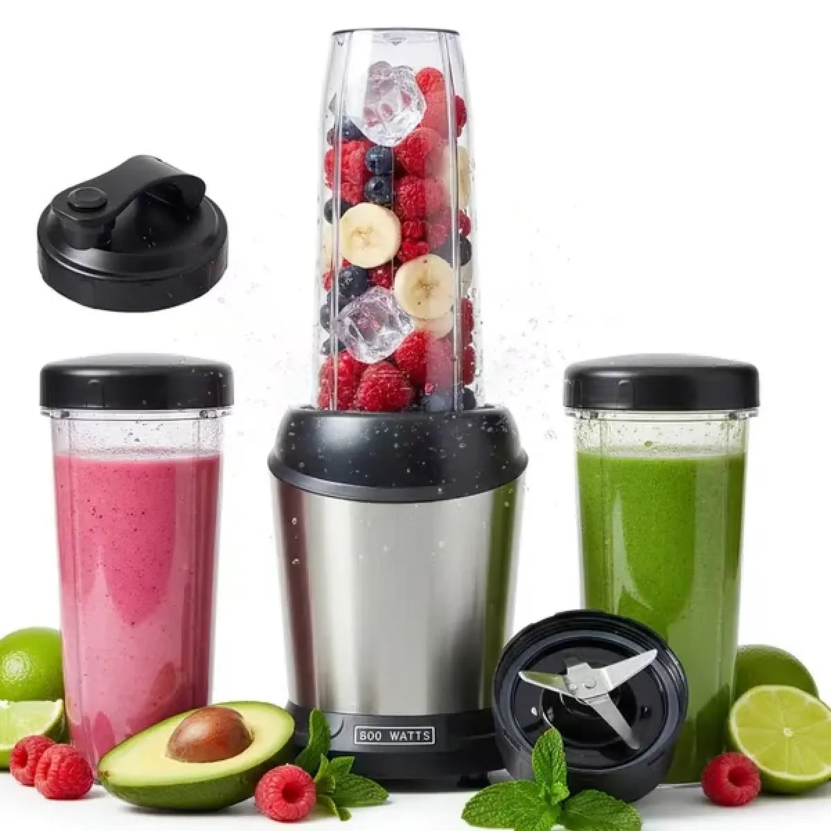 Countertop Smoothie Blender – 3 Portable BPA-Free Cups, 23/34/60 oz