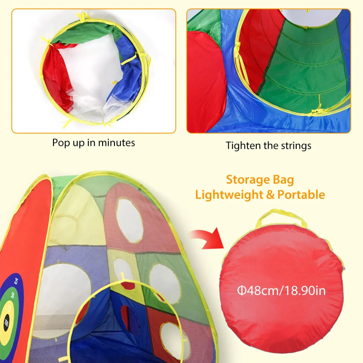 5-Piece Kids Play Tent Set – Ball Pit Playhouse with Crawl Tunnels