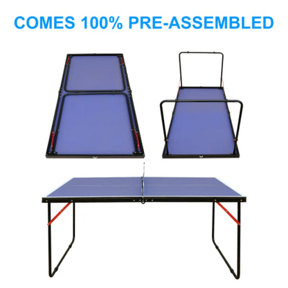 Foldable Table Tennis Table Set – Portable Ping Pong Table with Net and Paddles