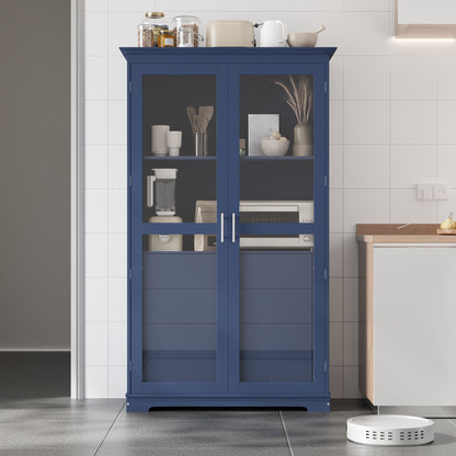 Farmhouse Pantry Cabinet with Glass Doors, Blue – alternate view 2
