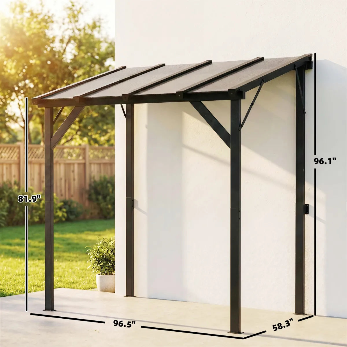 Hardtop Grill Gazebo, Lean-To BBQ Shelter with Polycarbonate Roof