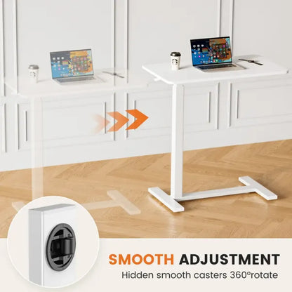 Rolling Height-Adjustable Mobile Laptop Desk, Brown