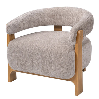 Mid-Century Modern Boucle Accent Chair with Solid Wood Frame