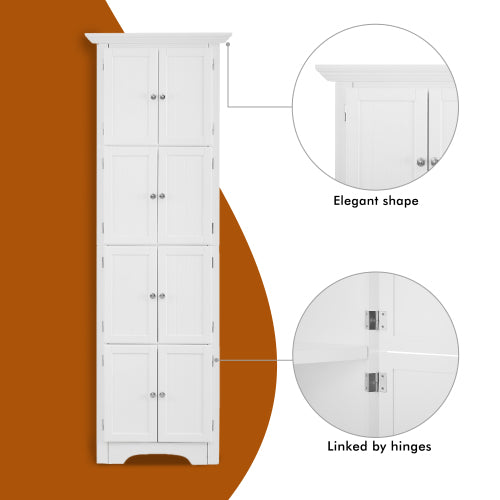 Tall storage cabinet with 4 shelves, white