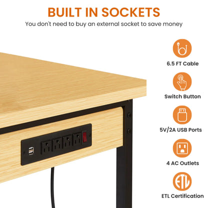 48" Adjustable Workbench with Pegboard – Heavy-Duty Wooden Top on Wheels