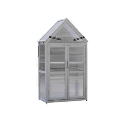 Adjustable-Shelf Mini Greenhouse Plant Stand – Metal & Wood, Patio & Garden Growing – view 2