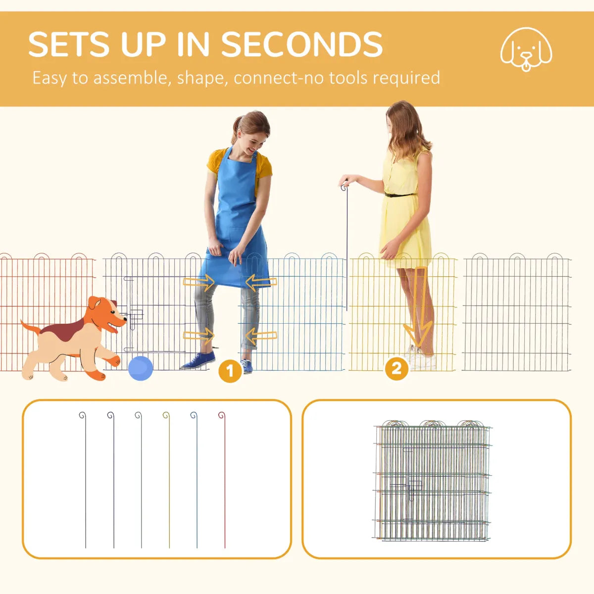 Hexagon Metal Dog Playpen – Portable Exercise Fence