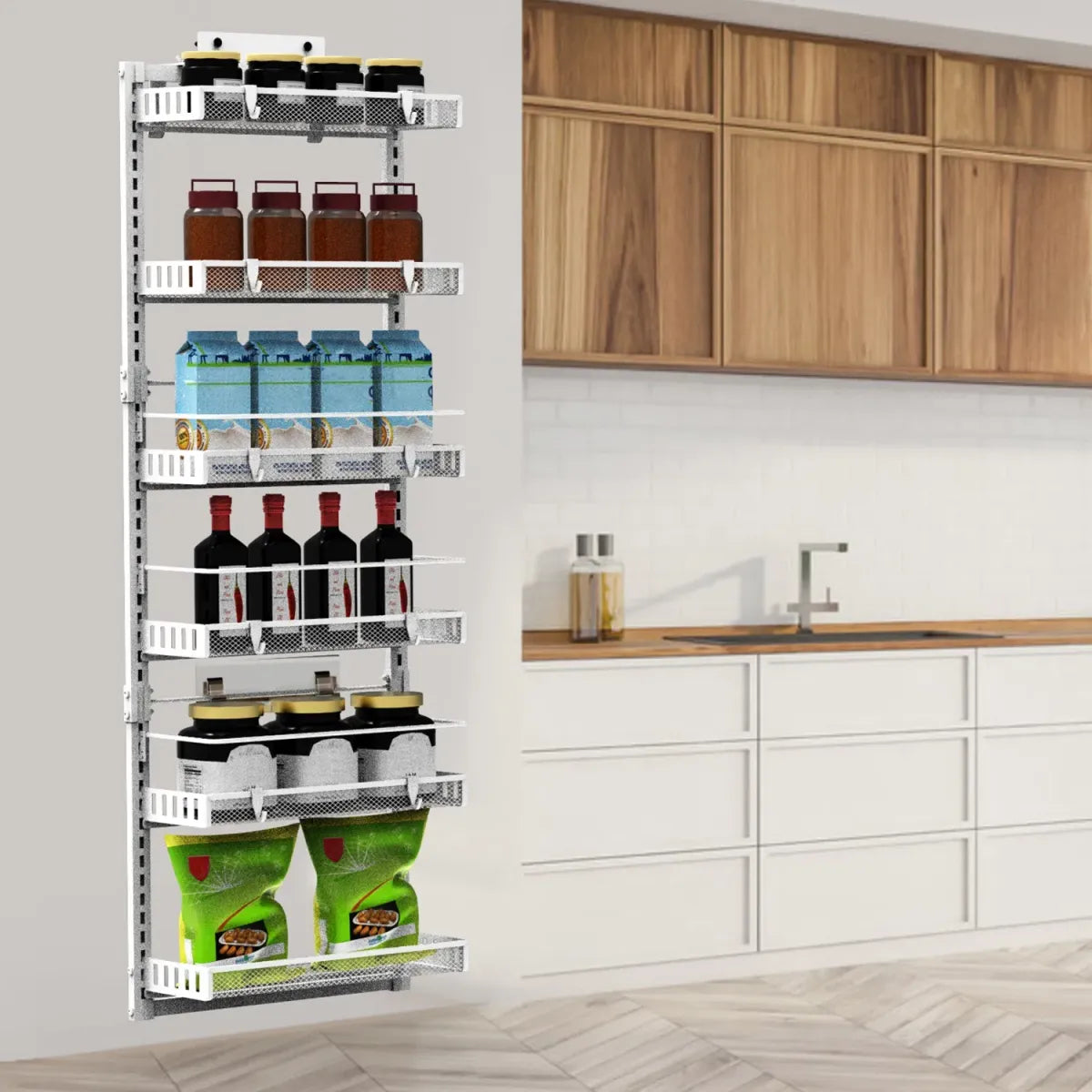 6-Tier Over-the-Door Pantry Organizer – Hanging Kitchen and Bathroom Storage Rack