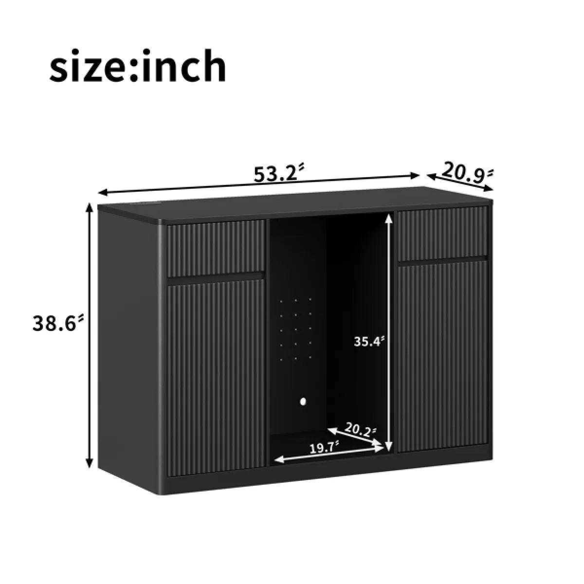Fluted Buffet Wine Cabinet with Mini Fridge Nook & Charging Station – view 5