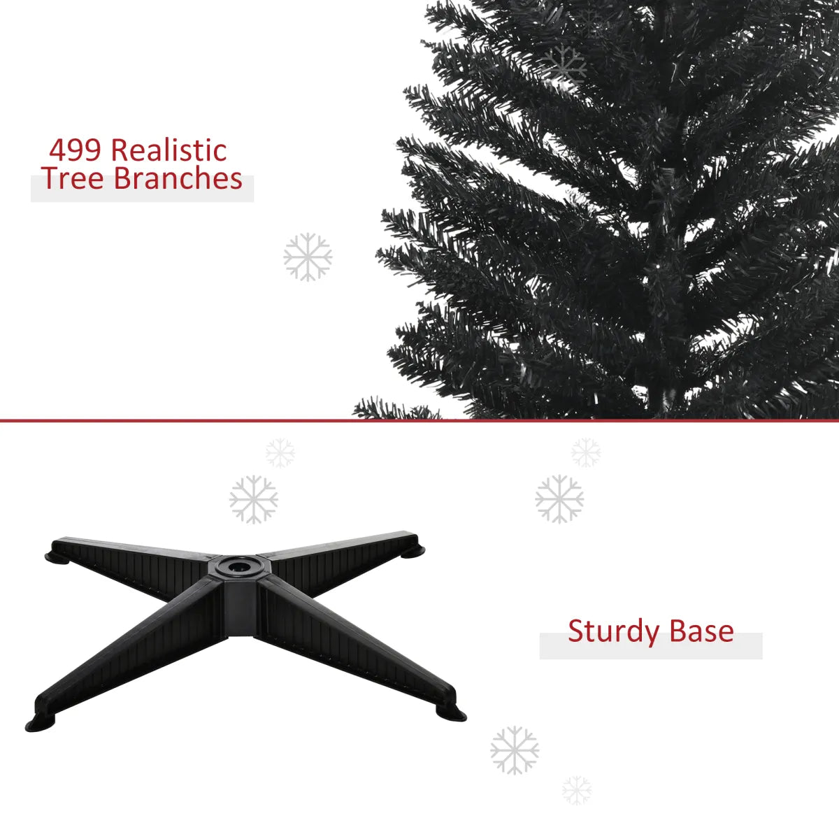 7' Artificial Pencil Christmas Tree with Stand, Black