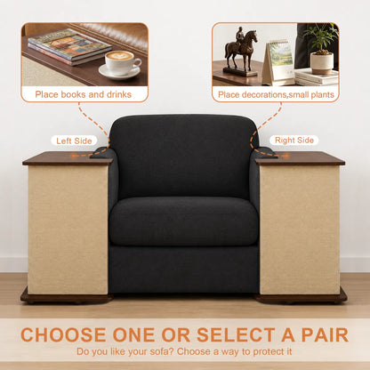 2-in-1 Cat Scratcher Side Table for Couch, Wood
