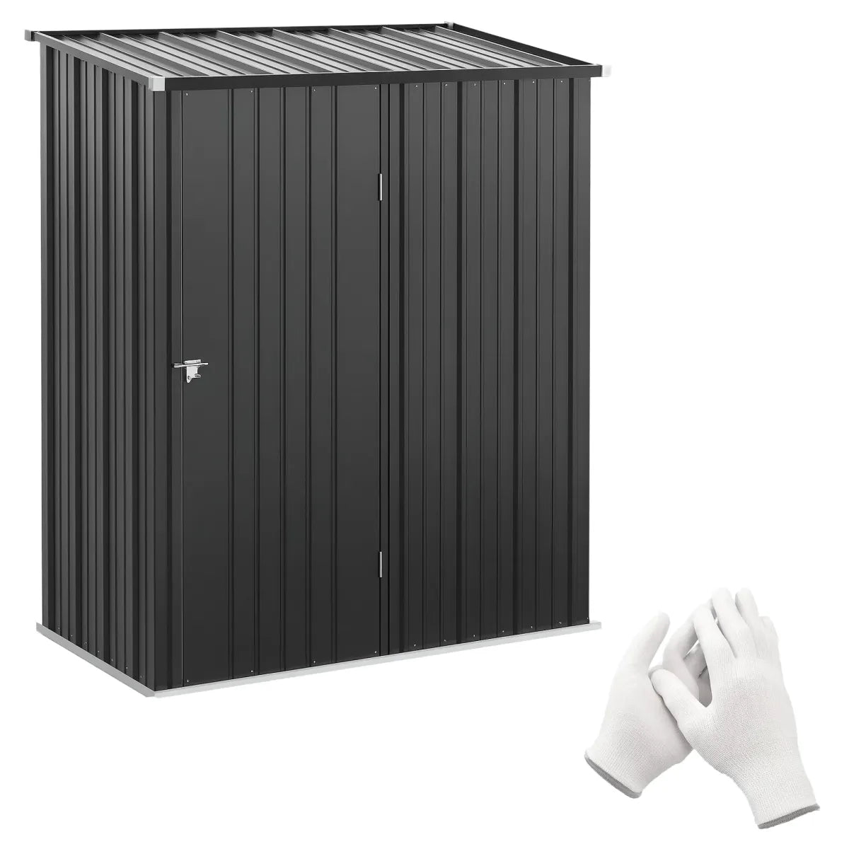5x3 ft Steel Outdoor Storage Shed, Black