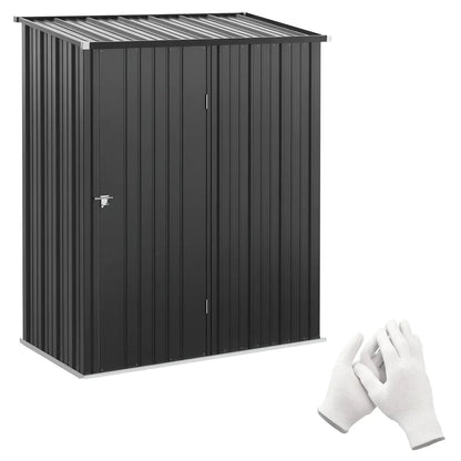 5x3 ft Steel Outdoor Storage Shed, Black