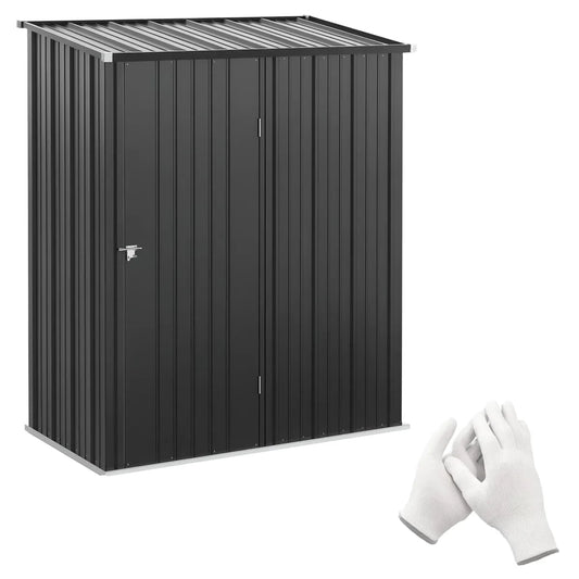 5x3 ft Steel Outdoor Storage Shed, Black