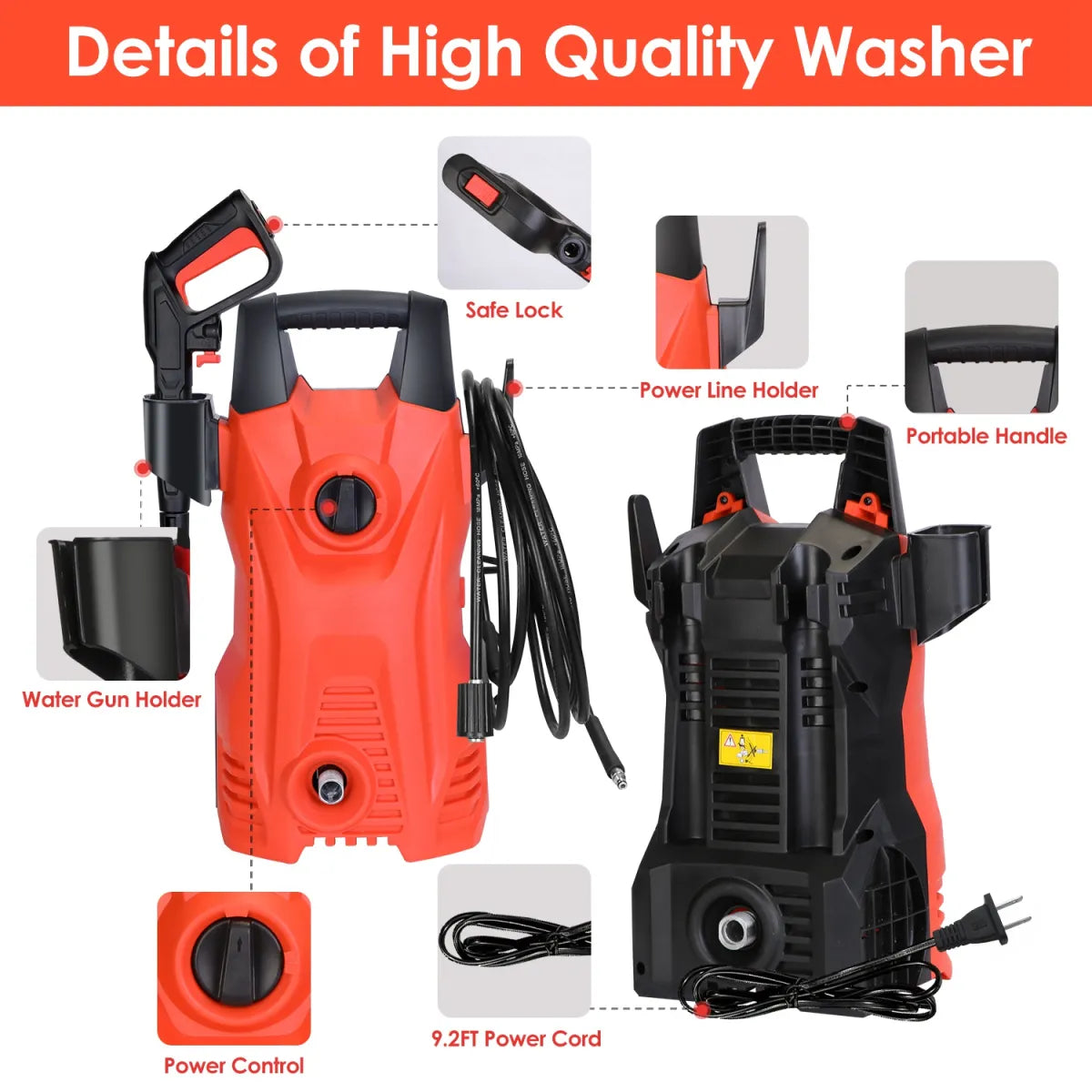 1740 PSI Electric Pressure Washer – Adjustable Nozzle