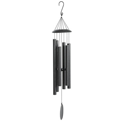 45" Deep Tone Wind Chimes with 6 Aluminum Tubes, Dark Grey