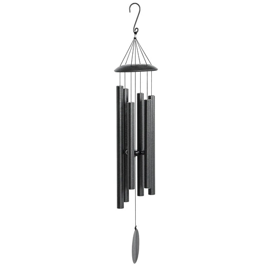 45" Deep Tone Wind Chimes with 6 Aluminum Tubes, Dark Grey