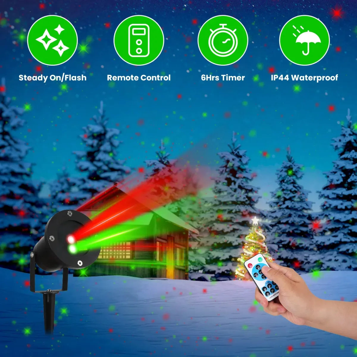 Outdoor Laser Projector Light, Red and Green Christmas Projection