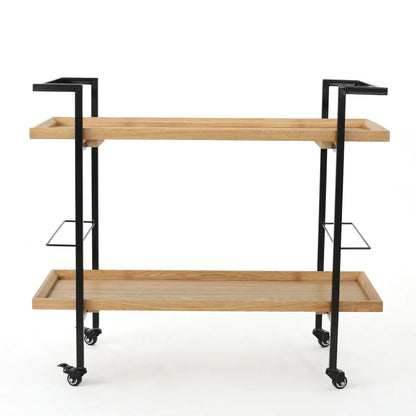 Rolling Bar Cart, Natural Wood – view 3
