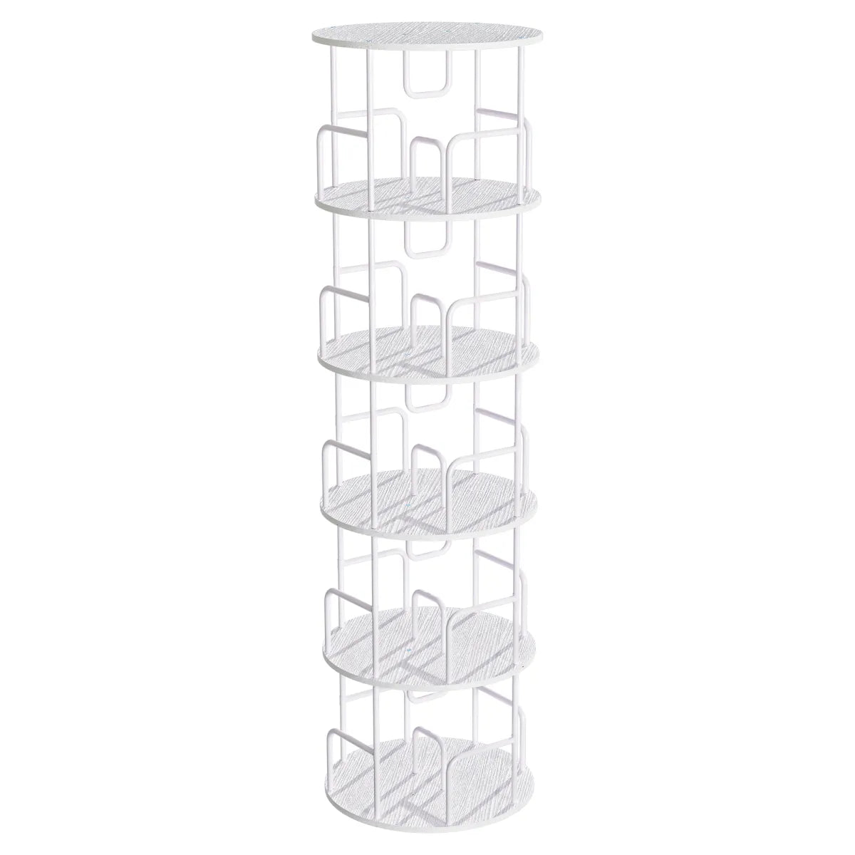 5-Tier Rotating Spinning Bookcase Tower, White