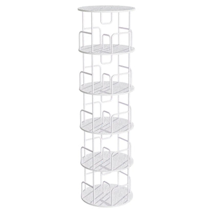 5-Tier Rotating Spinning Bookcase Tower, White