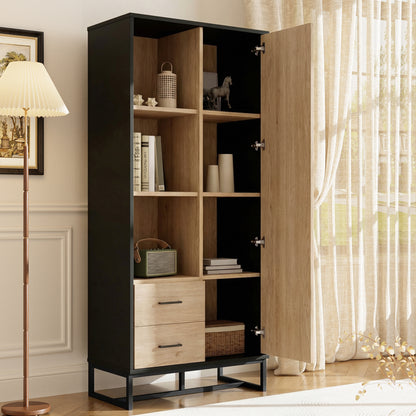 Modern highboard cabinet, wood and black