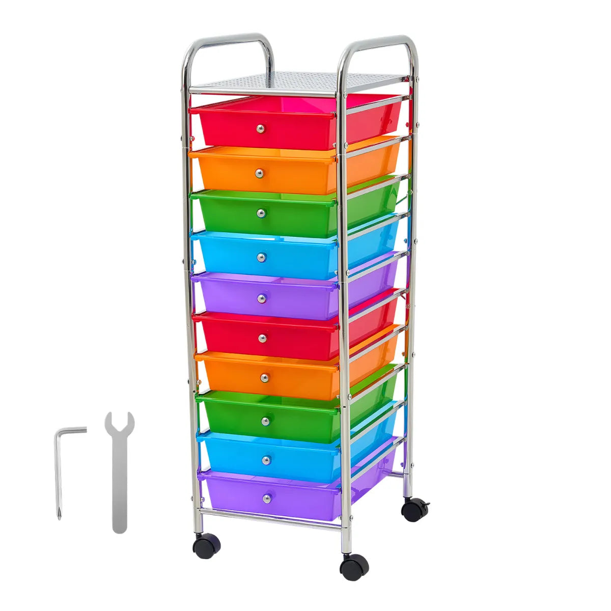 10-Drawer Rolling Storage Cart – Mobile Utility Organizer