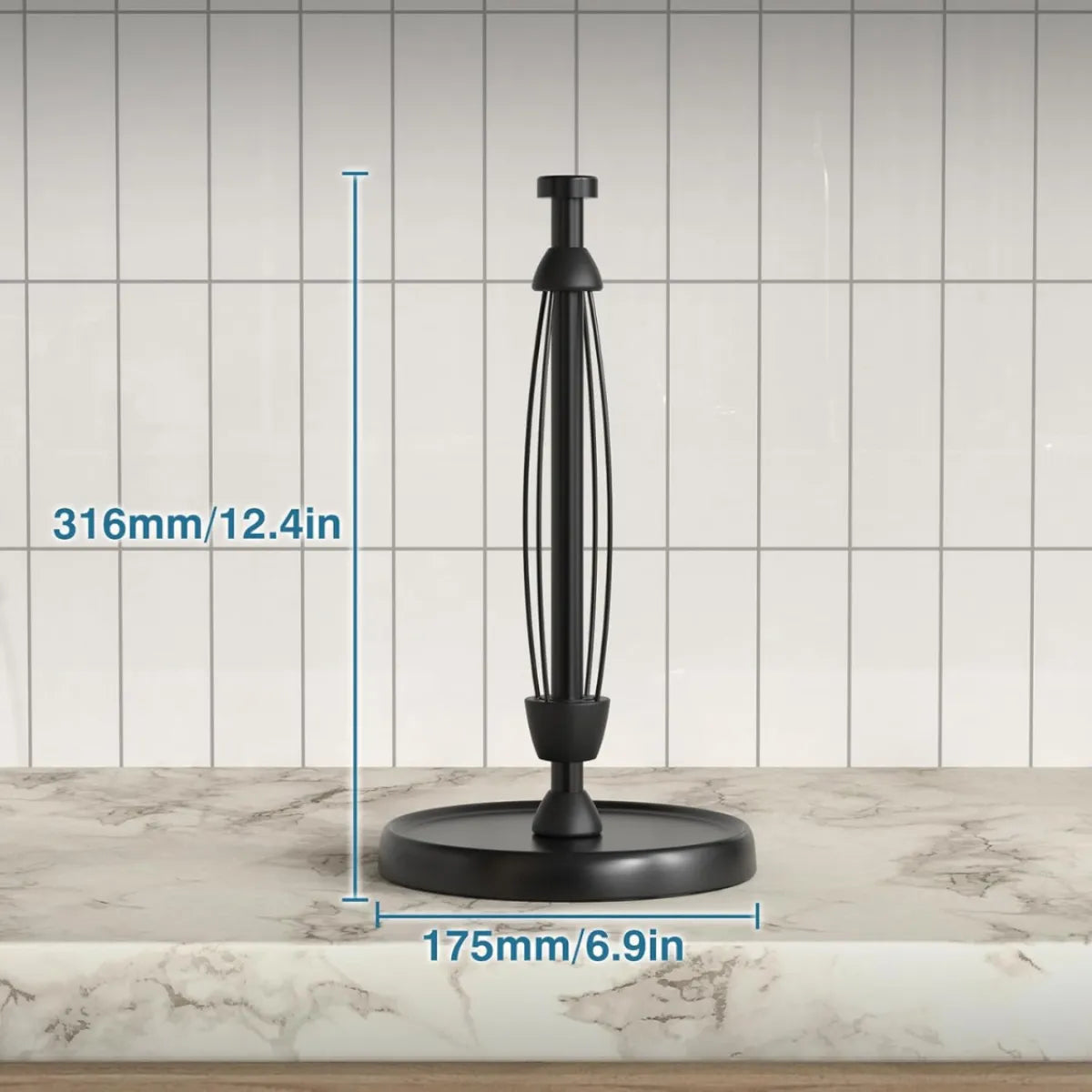 Stainless Steel Paper Towel Holder – Weighted Base One-Handed Tear Stand