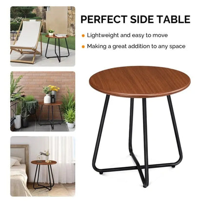 Weather-Resistant Outdoor Side Table – Patio Table with Wood-Look Top