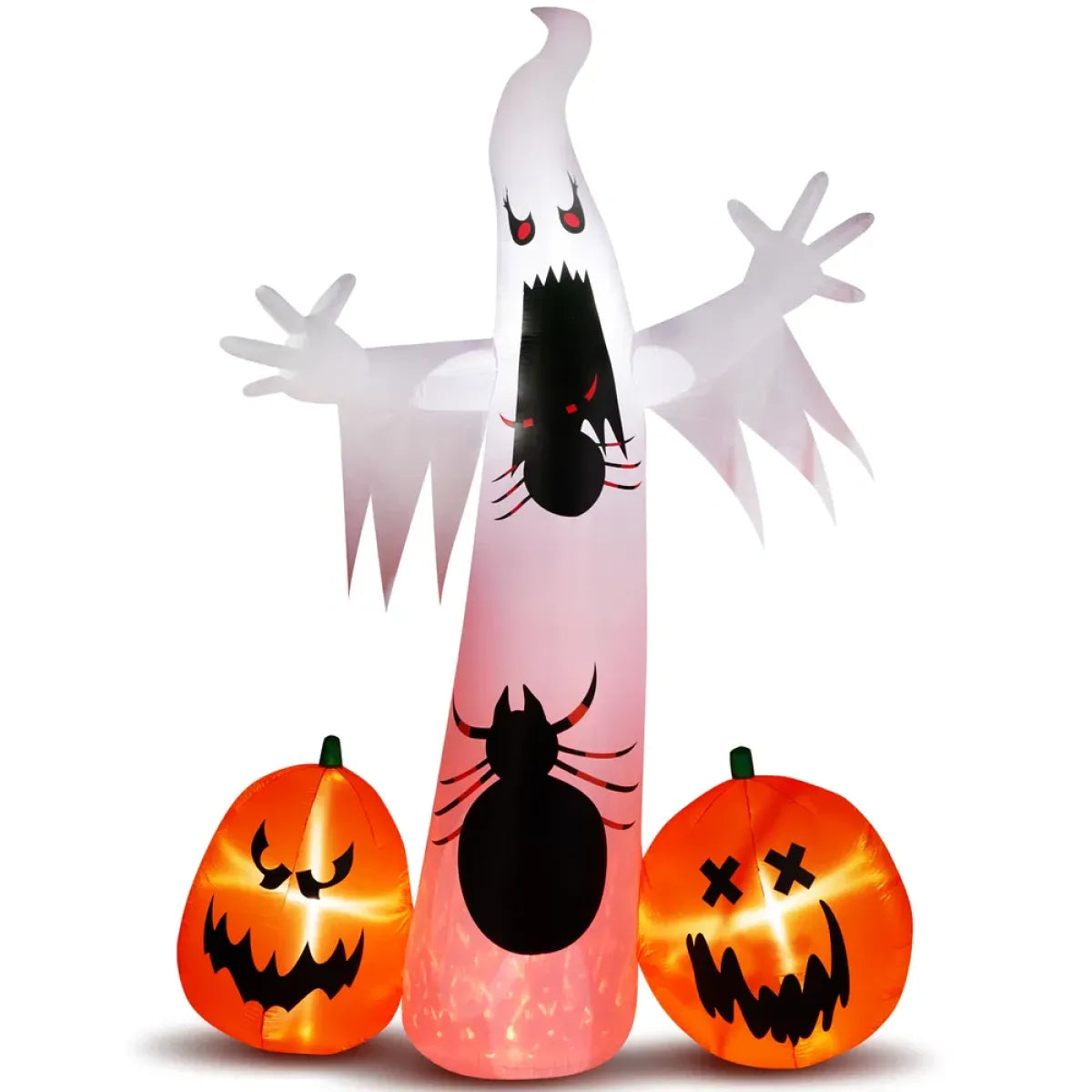 Giant Halloween Inflatable Ghost, Spider and Pumpkin Outdoor Decoration with LED Lights