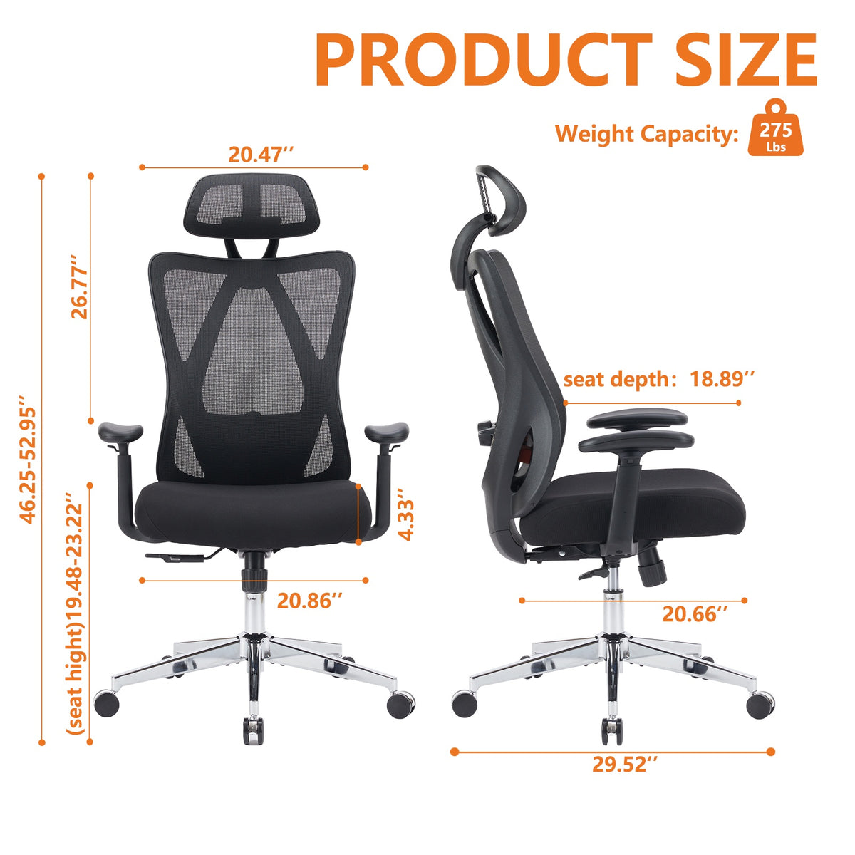 Ergonomic office chair with lumbar support