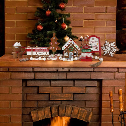 8-Piece Gingerbread Tiered Tray Christmas Decor Set