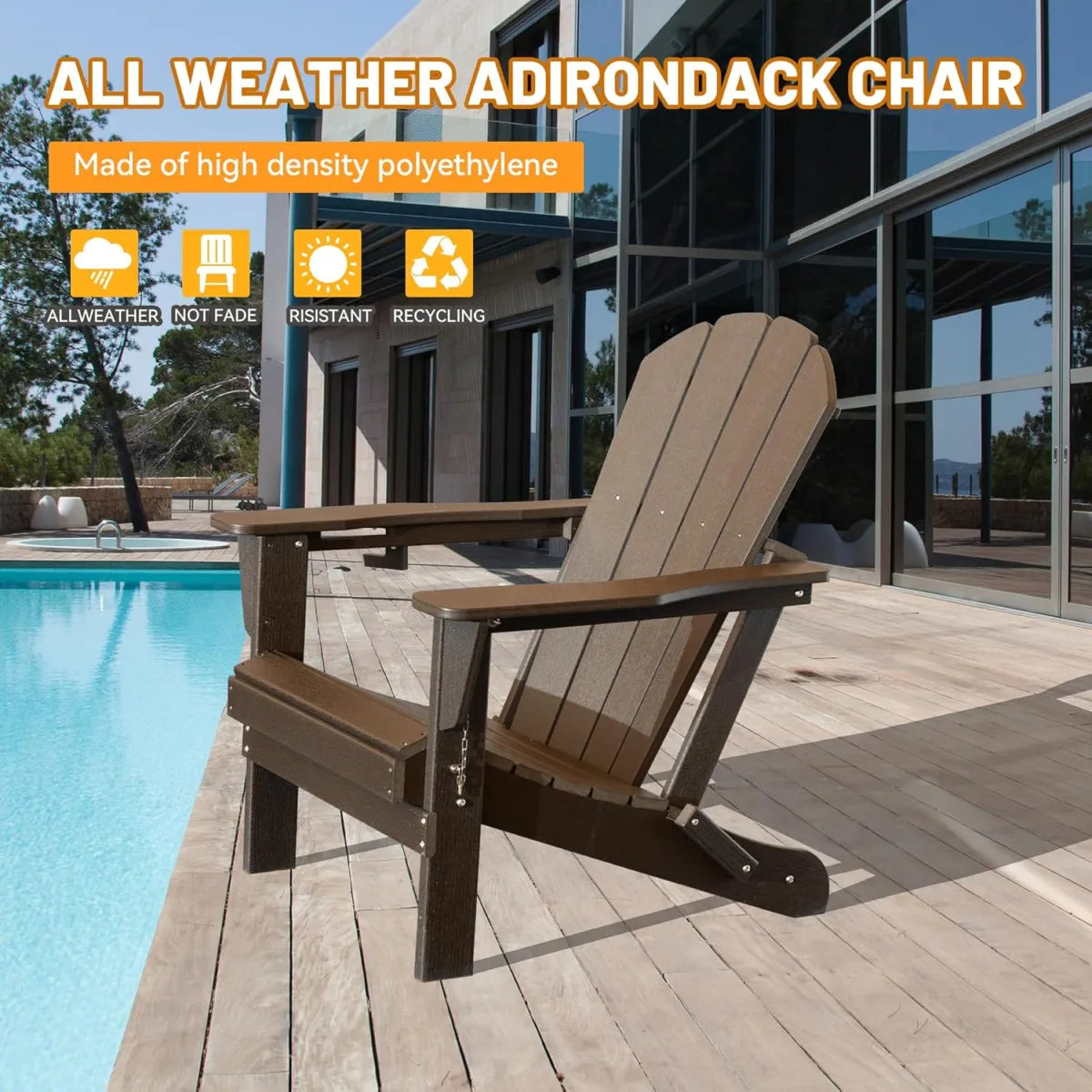 Folding HDPE Adirondack Chair with Cup Holder – view 3