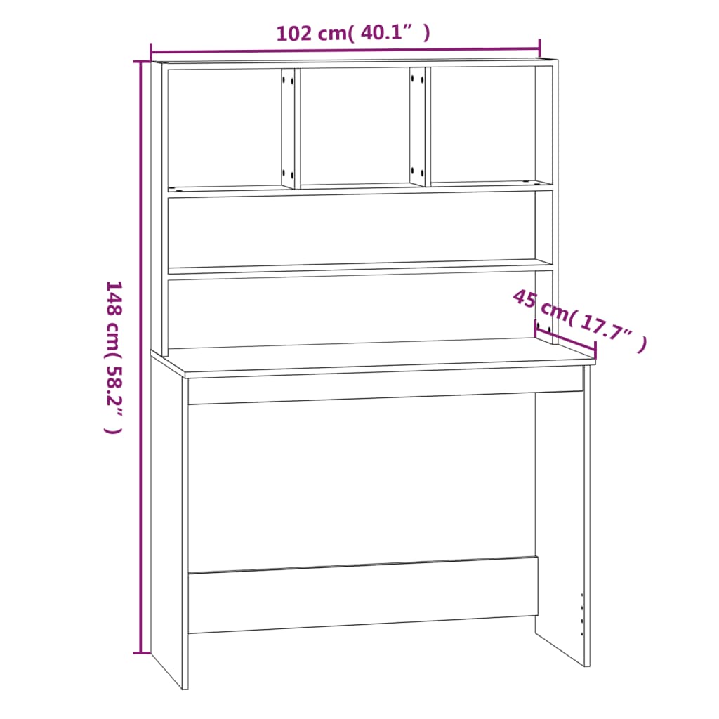 Tall desk with shelf, 102cm