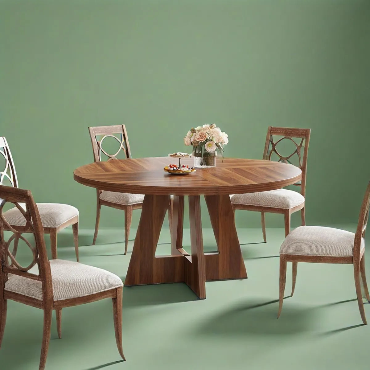 Round Wooden Dining Table, Modern Kitchen Dinner Table – view 3