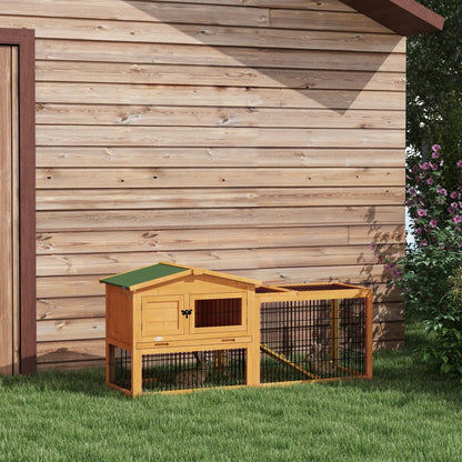 2-Level Outdoor Rabbit Hutch with Openable Top, Yellow