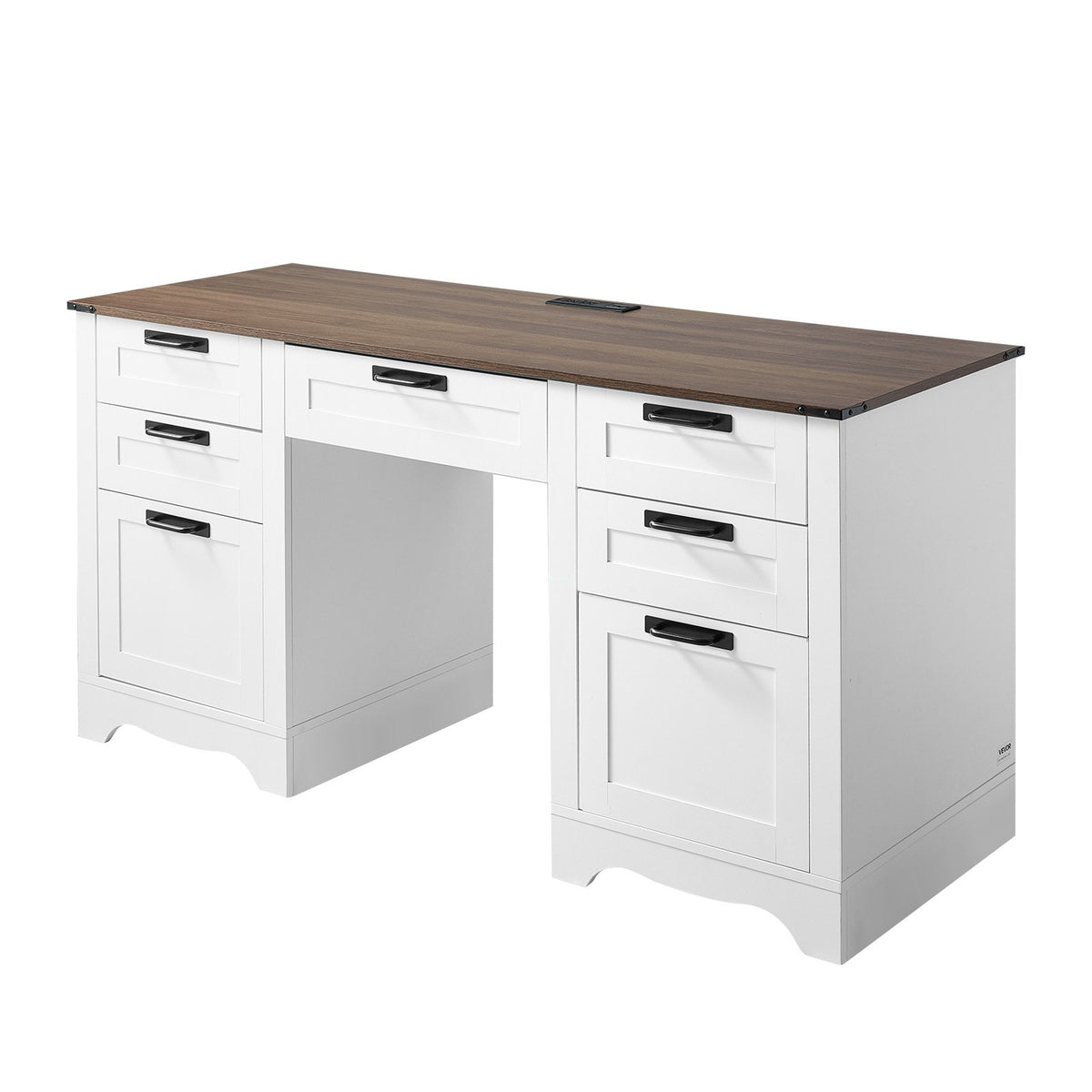 60 inch farmhouse executive desk with charging station