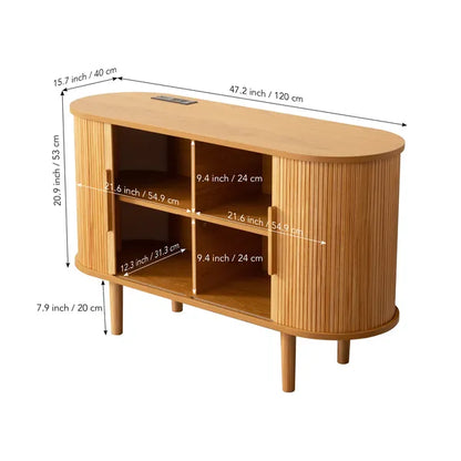Fluted sideboard buffet cabinet with tambour doors