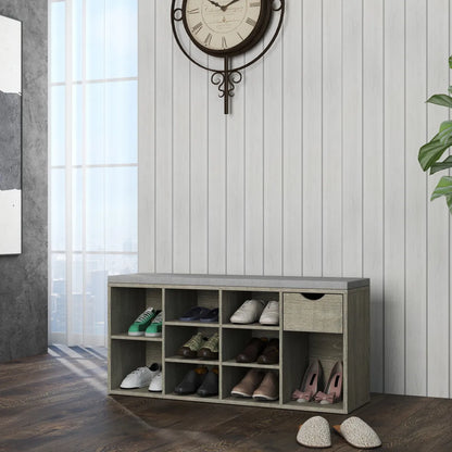 3-Tier Entryway Storage Bench with Shoe Rack & Cushion – view 4