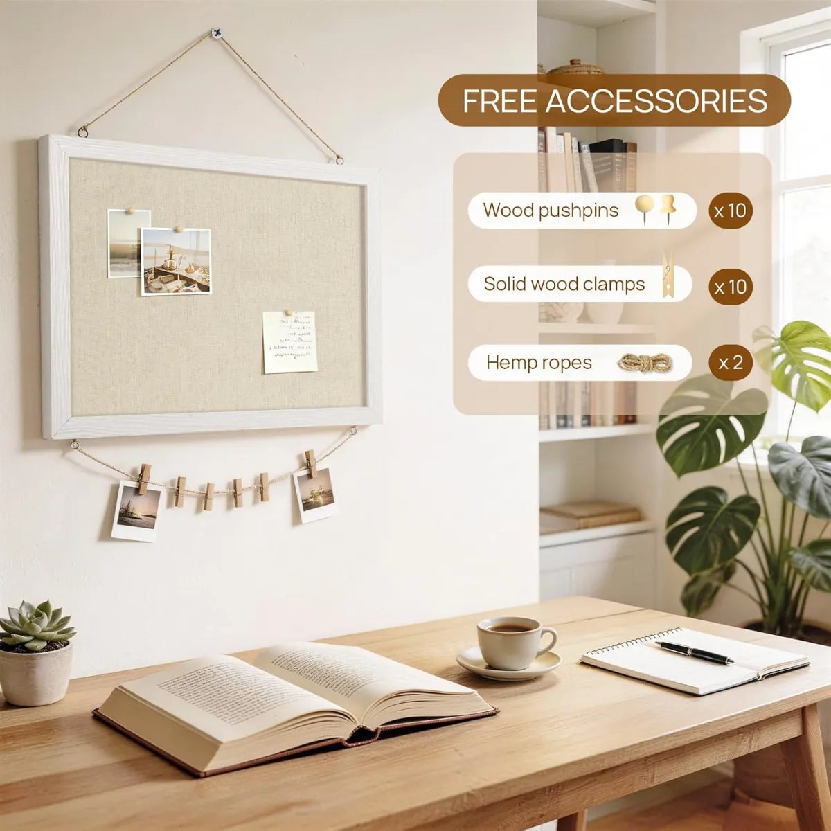 Double-Sided Linen Bulletin Board – Reversible Cork Memo Board