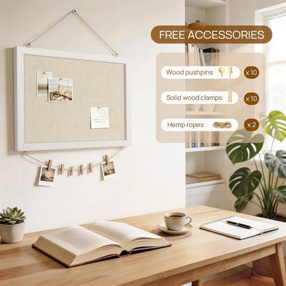 Double-Sided Linen Bulletin Board – Reversible Cork Memo Board