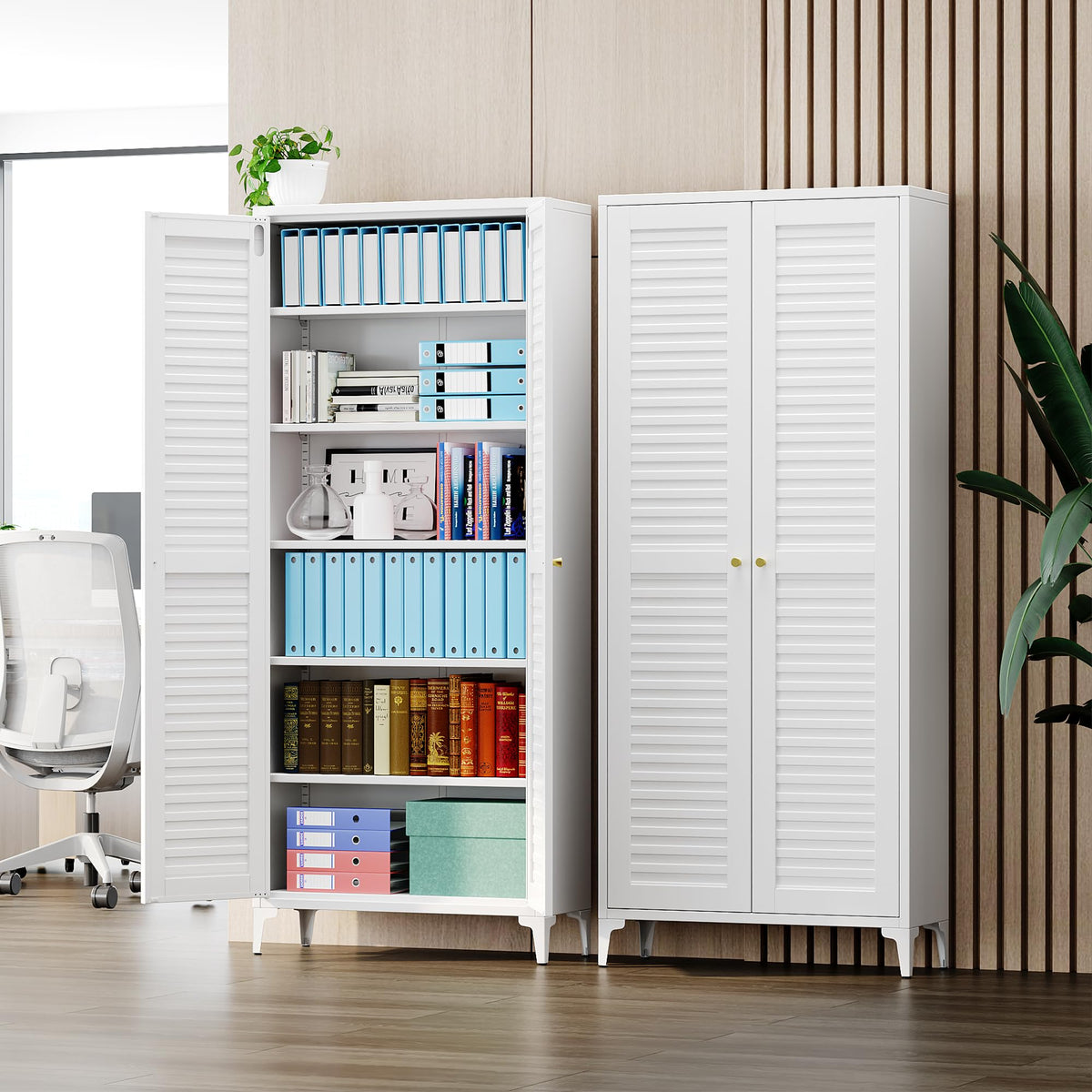 74 inch metal pantry storage cabinet, white